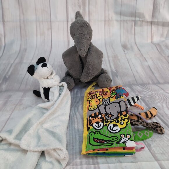 Jellycat Baby Toy Bundle Plush Puppy Lovey, Pterodactyl Dino& Soft Animal Book - Picture 1 of 11